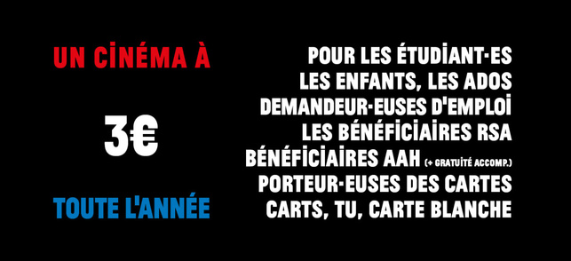 Un cinéma à 3€ toute l'année ! Un cinéma à 3€ toute l'année !